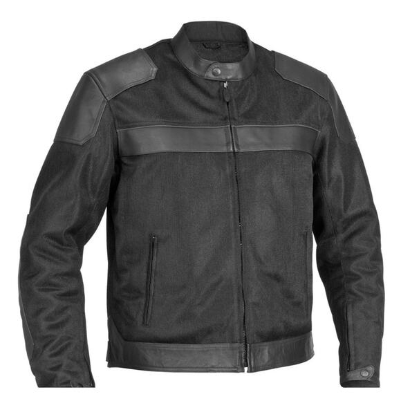 River Road Motorcycle Jacket Men's Size 44 Mesh Ventilated Black Zip Out Liner - Picture 1 of 16
